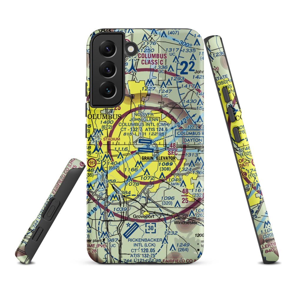 John Glenn Columbus International Airport (CMH) VFR Sectional Samsung Phone Case Samsung Galaxy S22 Plus model shown