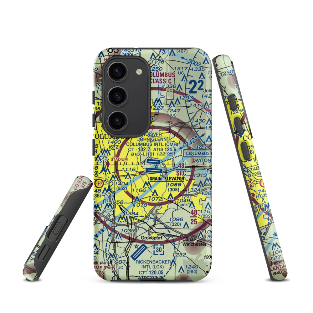 John Glenn Columbus International Airport (CMH) VFR Sectional Samsung Phone Case Samsung Galaxy S23 model shown