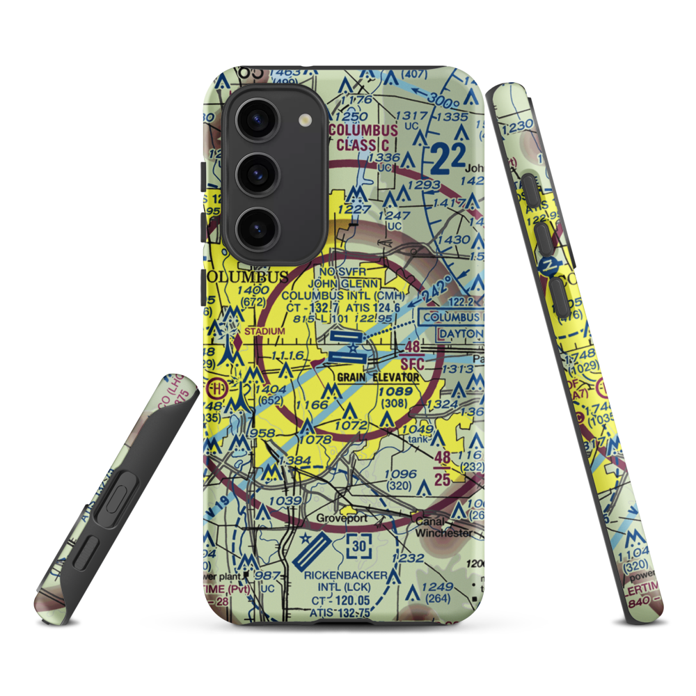 John Glenn Columbus International Airport (CMH) VFR Sectional Samsung Phone Case Samsung Galaxy S23 Plus model shown