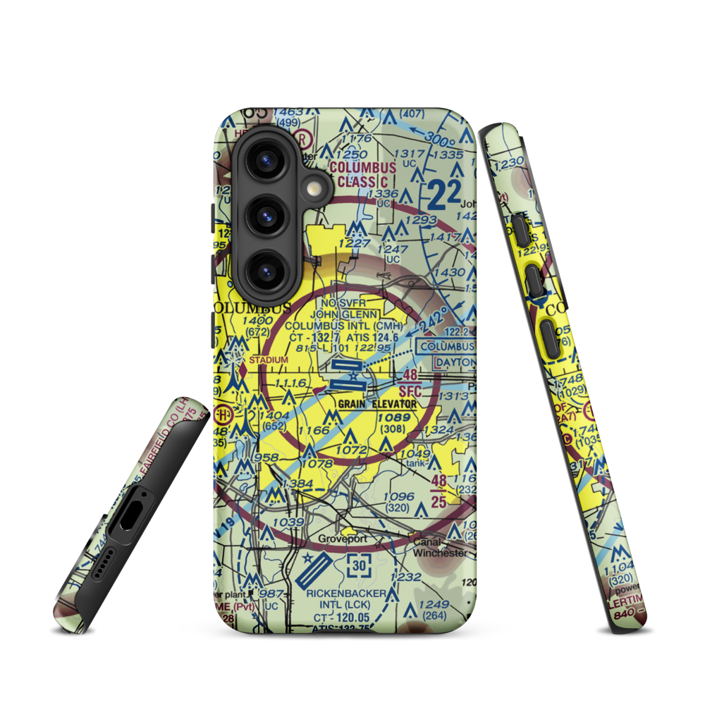 John Glenn Columbus International Airport (CMH) VFR Sectional Samsung Phone Case Samsung Galaxy S24 model shown