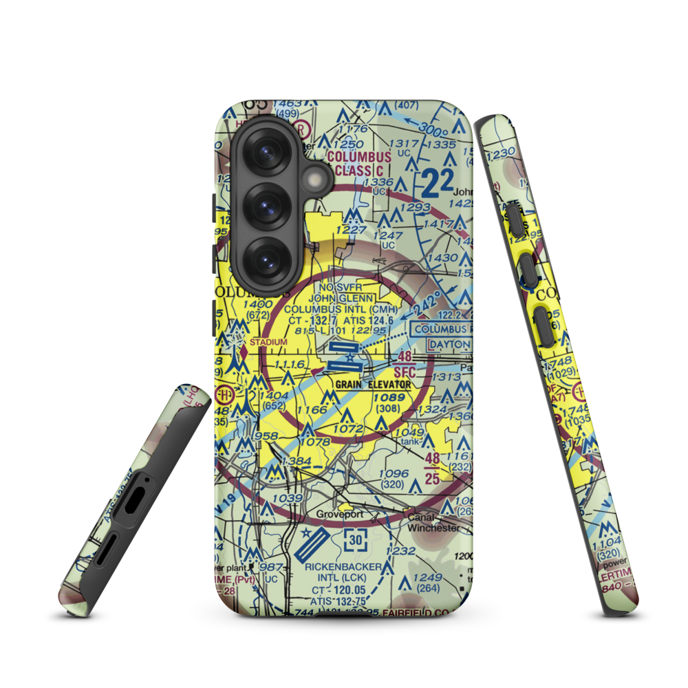John Glenn Columbus International Airport (CMH) VFR Sectional Samsung Phone Case Samsung Galaxy S25 model shown