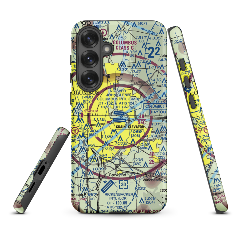 John Glenn Columbus International Airport (CMH) VFR Sectional Samsung Phone Case Samsung Galaxy S25 Plus model shown