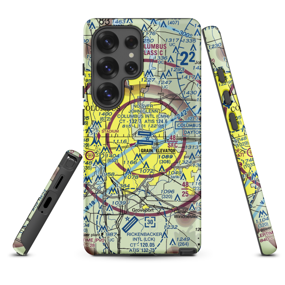 John Glenn Columbus International Airport (CMH) VFR Sectional Samsung Phone Case Samsung Galaxy S25 Ultra model shown