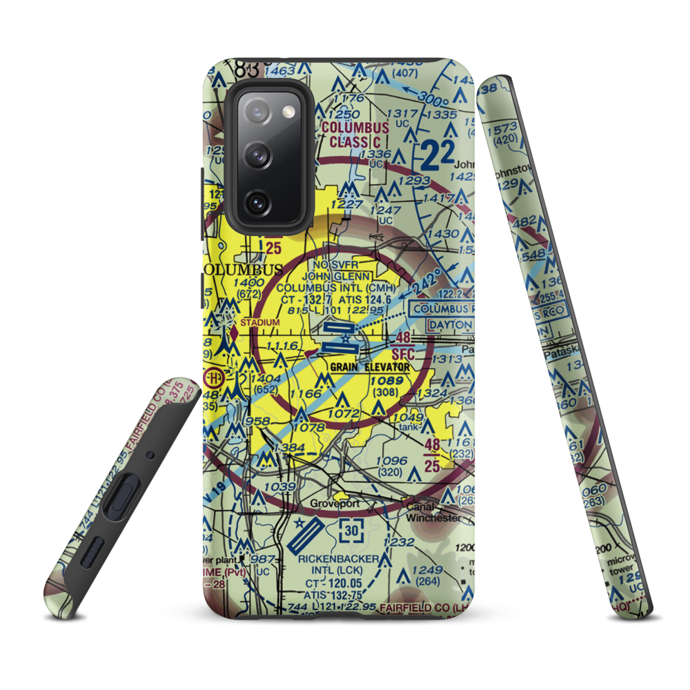 John Glenn Columbus International Airport (CMH) VFR Sectional Samsung Phone Case Samsung Galaxy S20 FE model shown