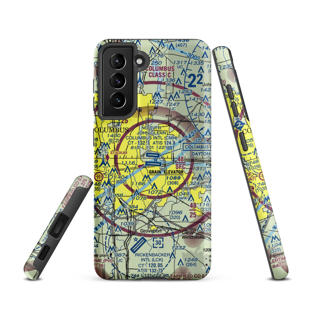 John Glenn Columbus International Airport (CMH) VFR Sectional Samsung Phone Case Samsung Galaxy S21 model shown