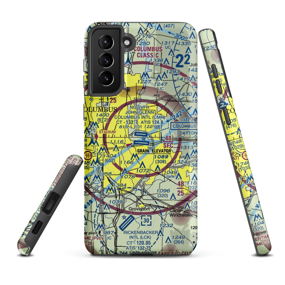 John Glenn Columbus International Airport (CMH) VFR Sectional Samsung Phone Case Samsung Galaxy S21 Plus model shown