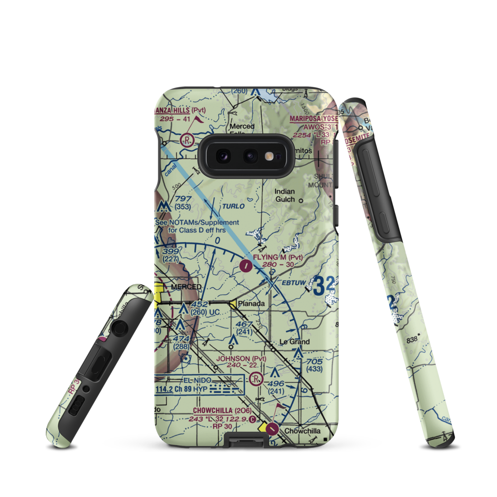 John Myers Airport (CA03) VFR Sectional Samsung Phone Case Samsung Galaxy S10e model shown