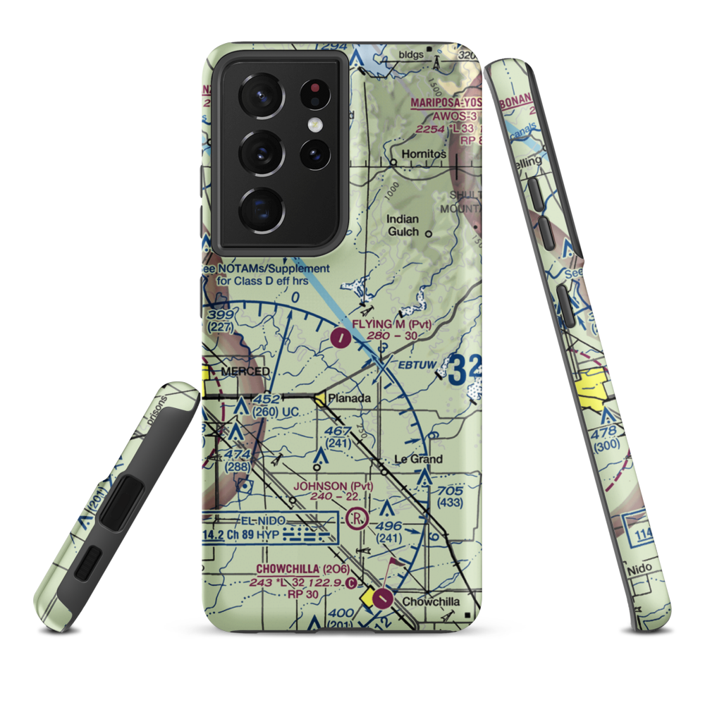 John Myers Airport (CA03) VFR Sectional Samsung Phone Case Samsung Galaxy S21 Ultra model shown