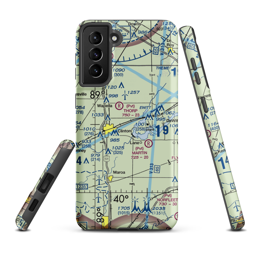 John Scharff Airport (33IL) VFR Sectional Samsung Phone Case Samsung Galaxy S21 Plus model shown