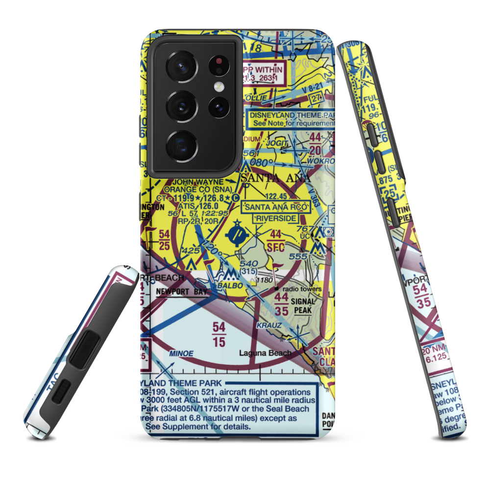 John Wayne Airport-Orange County Airport (SNA) VFR Sectional Samsung Phone Case Samsung Galaxy S21 Plus model shown