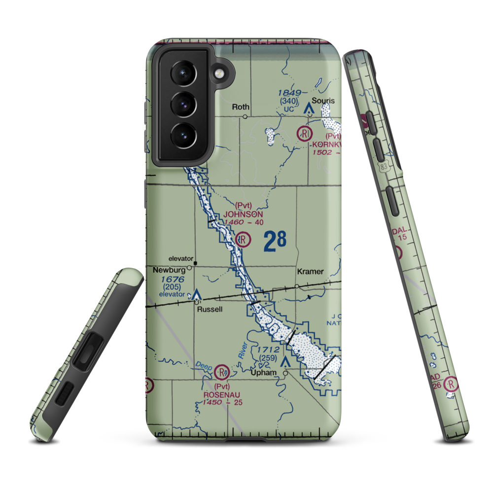 Johnson Airport (2ND7) VFR Sectional Samsung Phone Case Samsung Galaxy S21 Plus model shown