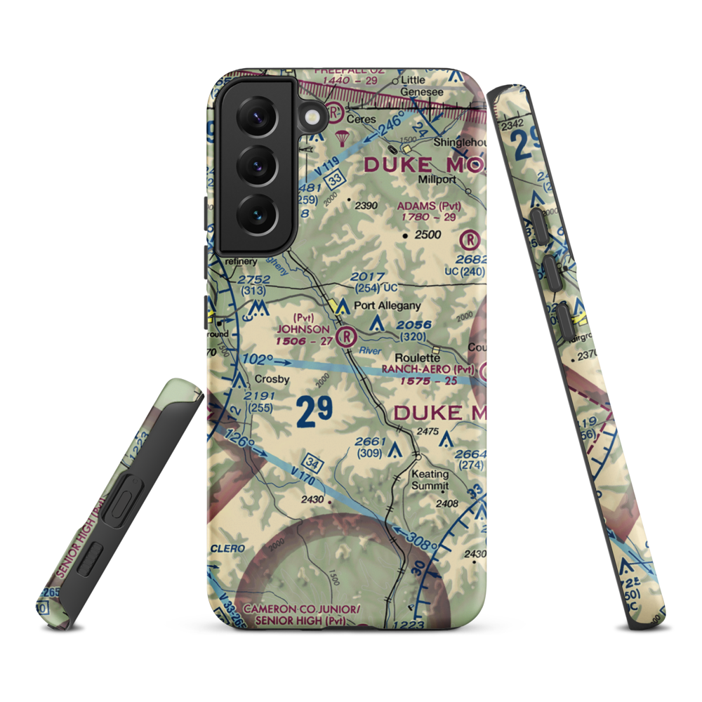 Johnson Airport (2PA5) VFR Sectional Samsung Phone Case Samsung Galaxy S22 Plus model shown