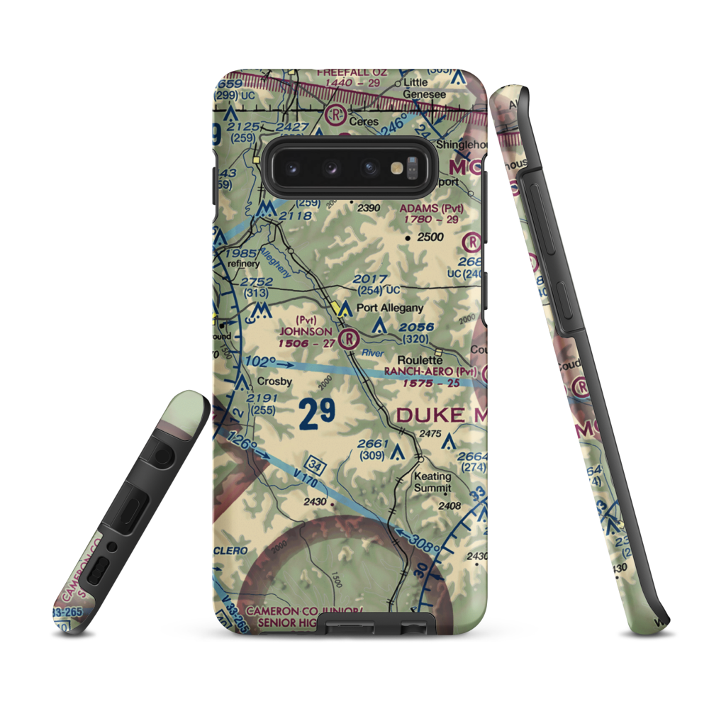 Johnson Airport (2PA5) VFR Sectional Samsung Phone Case Samsung Galaxy S10e model shown