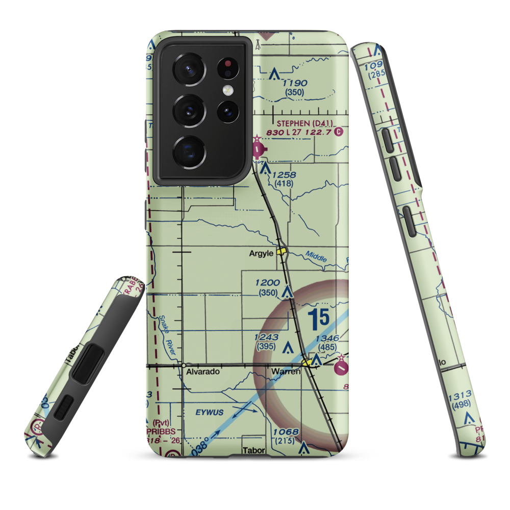 Johnson Airport (7MN6) VFR Sectional Samsung Phone Case Samsung Galaxy S21 Plus model shown