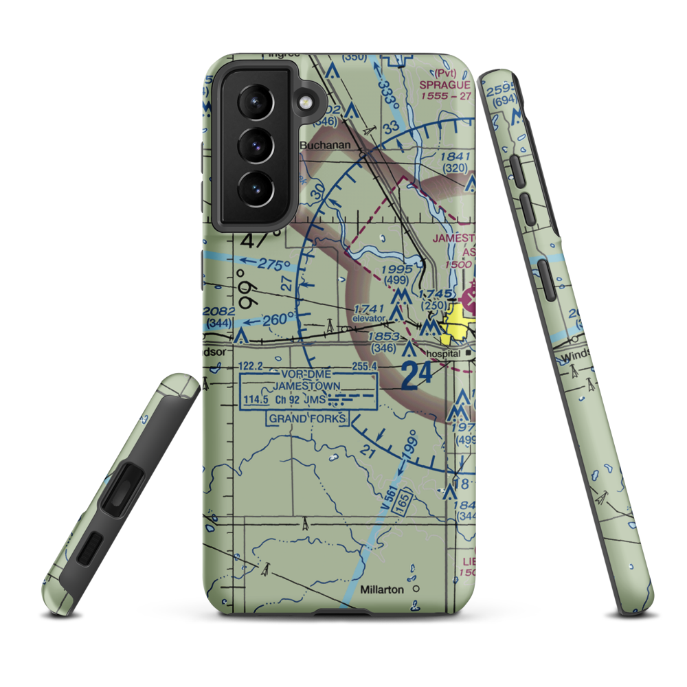 Johnson Airstrip (NA32) VFR Sectional Samsung Phone Case Samsung Galaxy S21 FE model shown