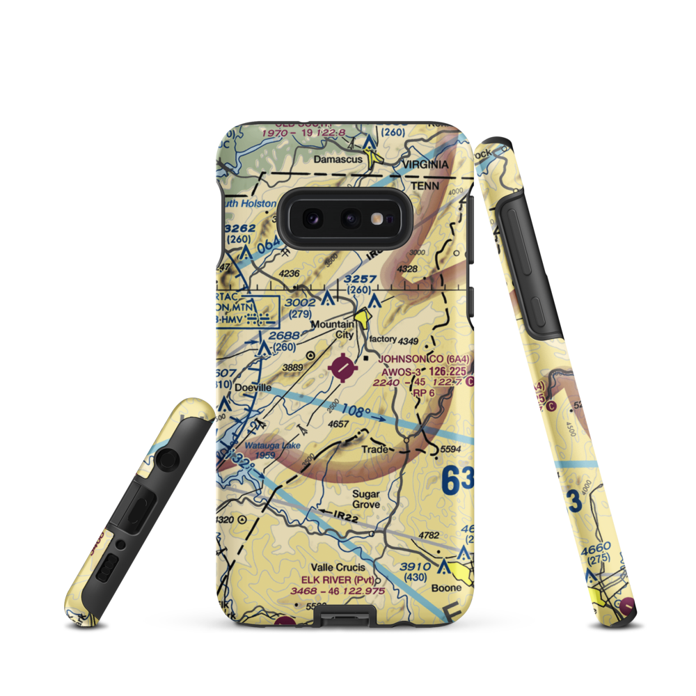 Johnson County Airport (6A4) VFR Sectional Samsung Phone Case Samsung Galaxy S10e model shown