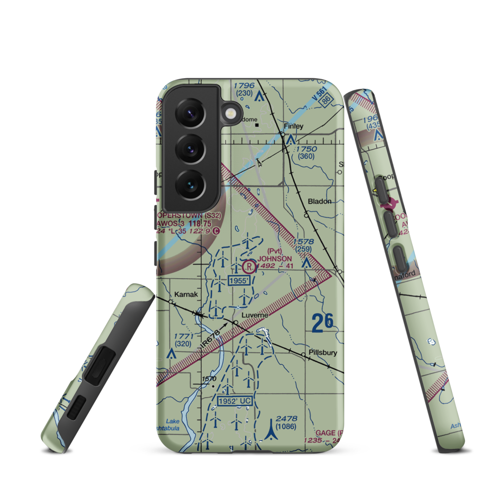 Johnson Private Airstrip (NA86) VFR Sectional Samsung Phone Case Samsung Galaxy S22 model shown