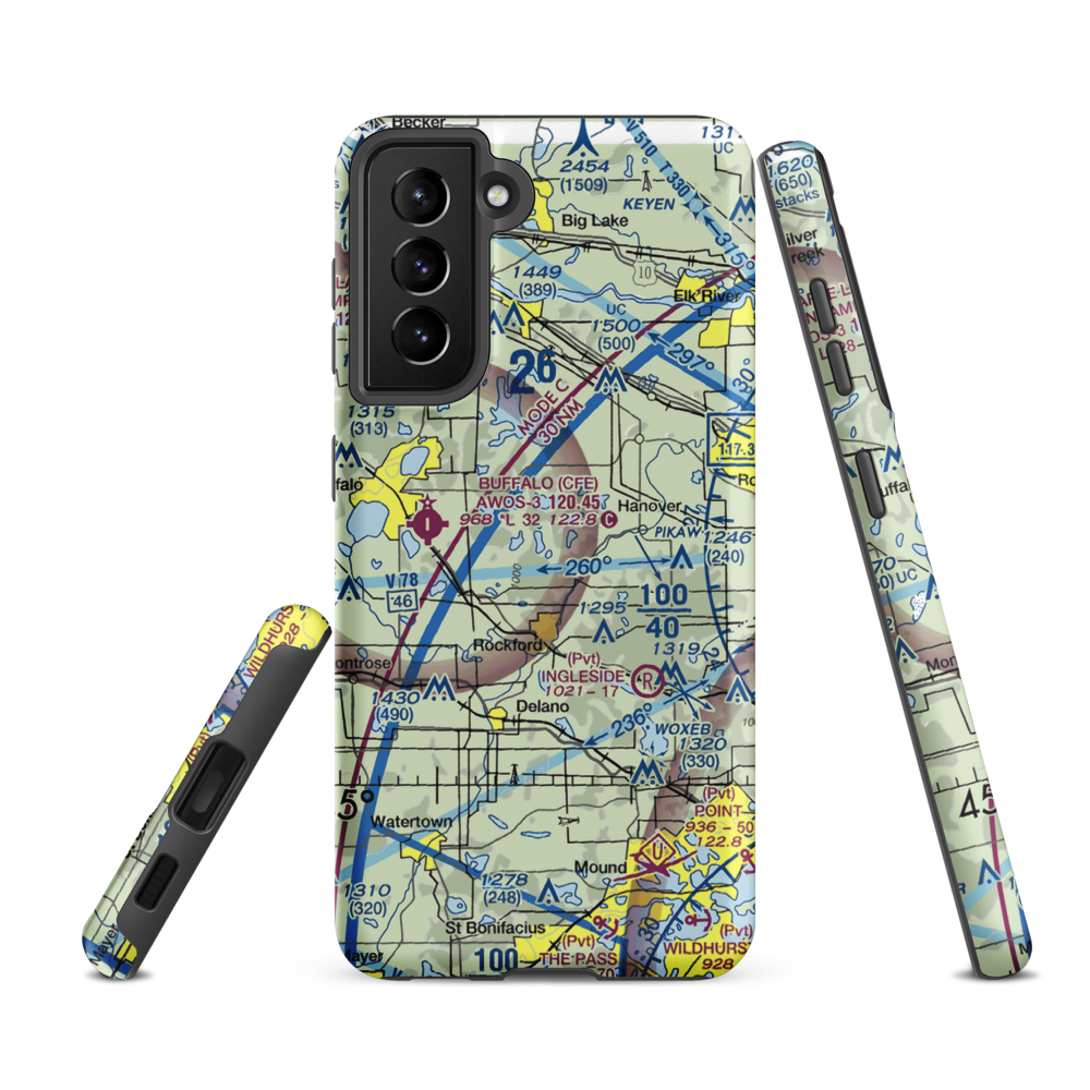 Johnson Seaplane Base (MY86) VFR Sectional Samsung Phone Case Samsung Galaxy S21 FE model shown