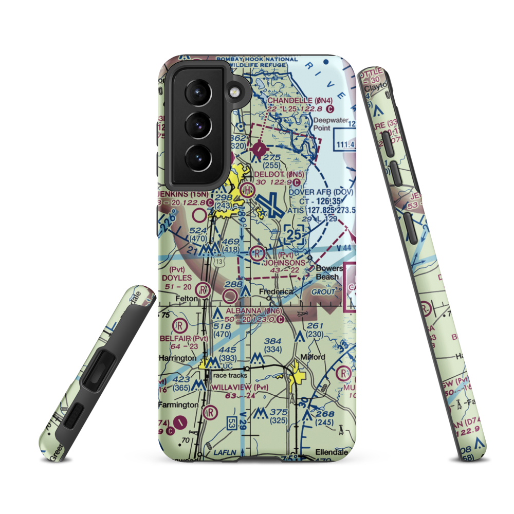 Johnsons Airport (DE09) VFR Sectional Samsung Phone Case Samsung Galaxy S21 FE model shown