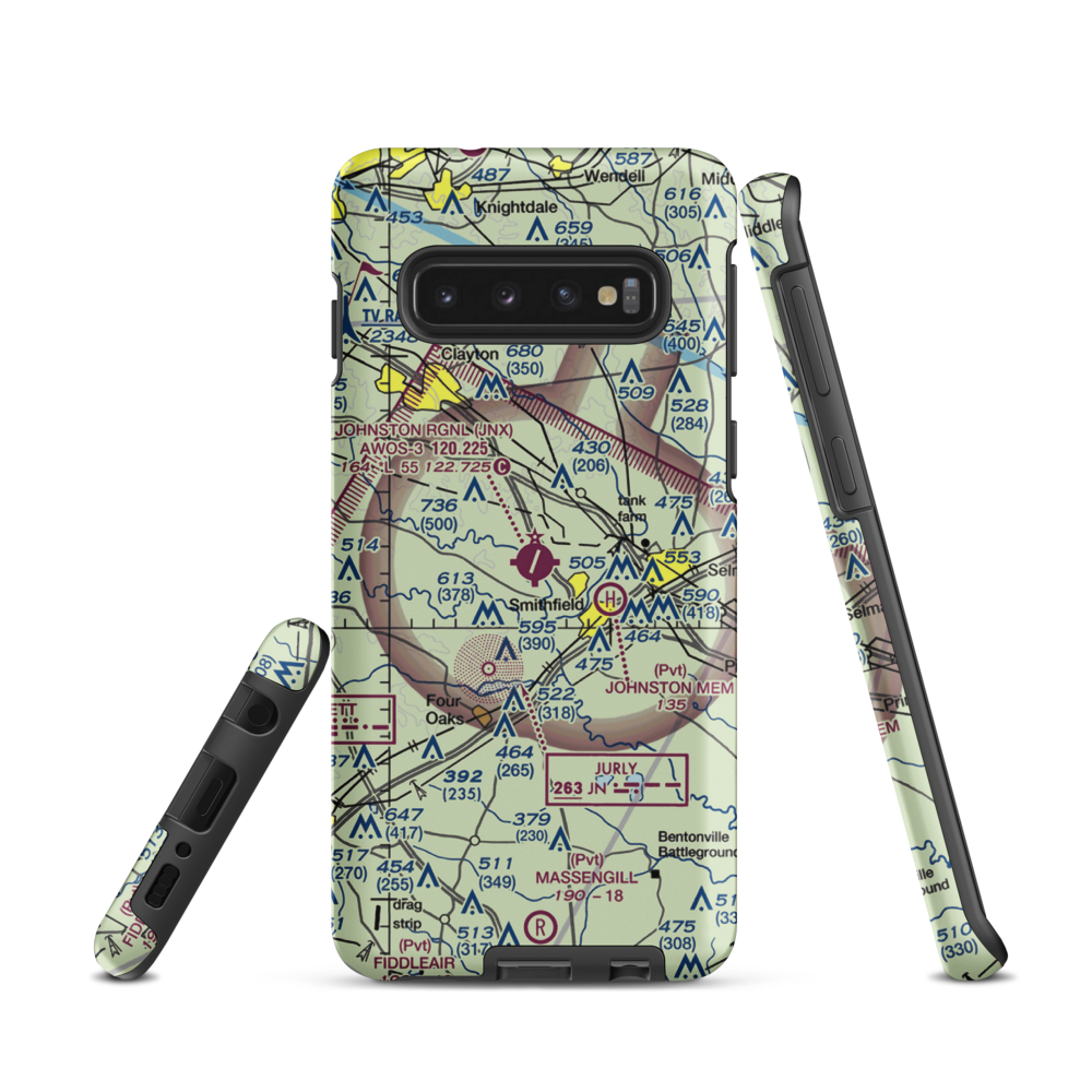 Johnston County Airport (JNX) VFR Sectional Samsung Phone Case Samsung Galaxy S10 model shown