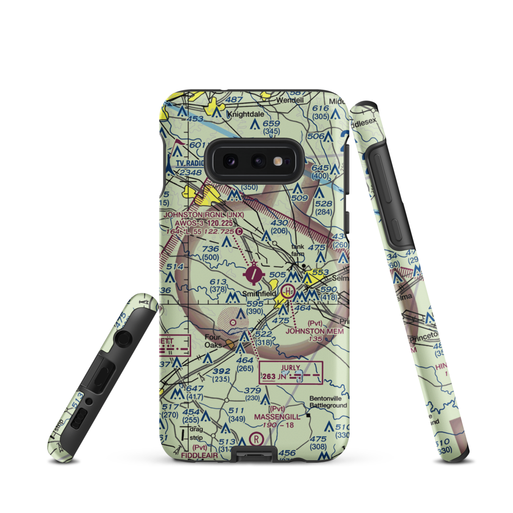 Johnston County Airport (JNX) VFR Sectional Samsung Phone Case Samsung Galaxy S10 Plus model shown