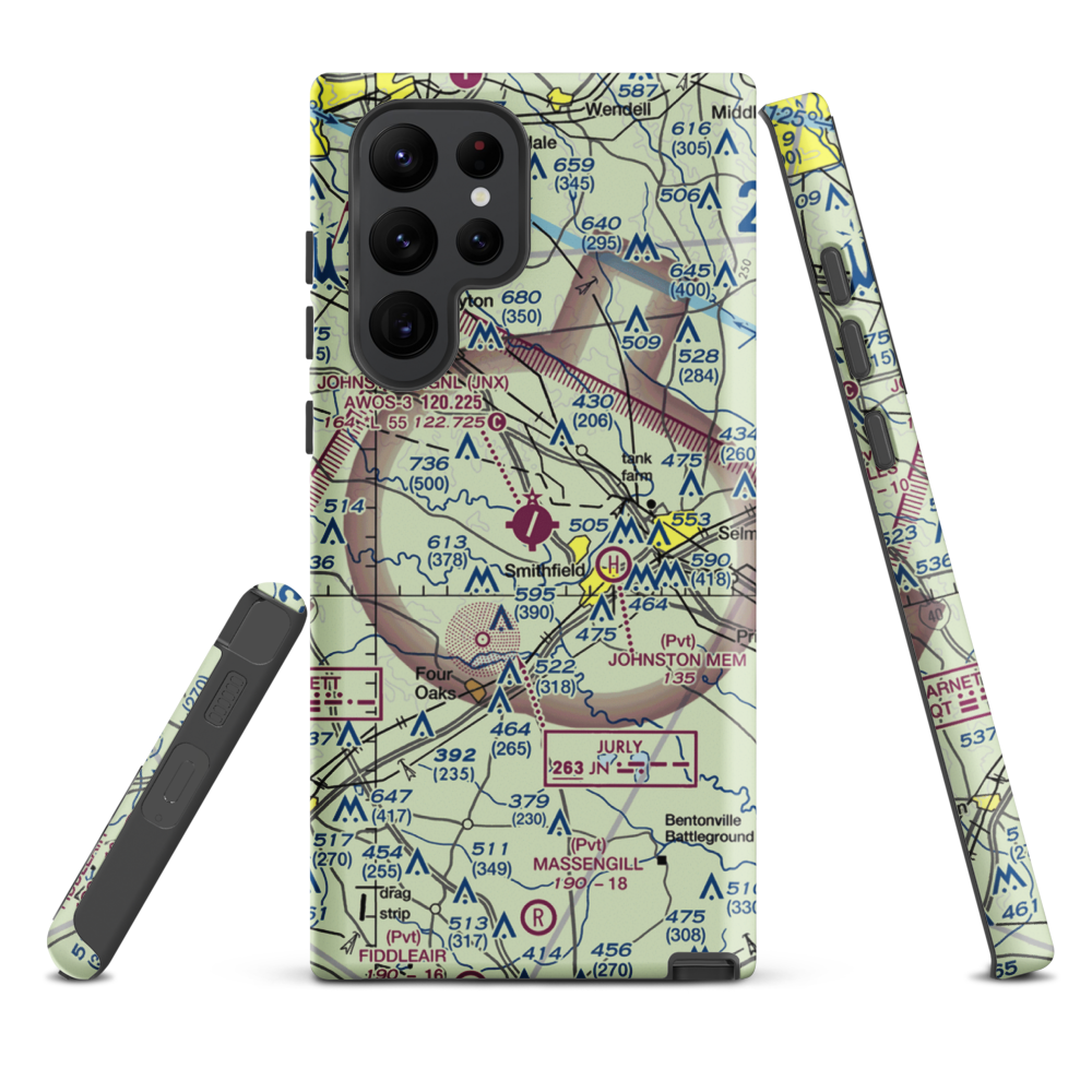 Johnston County Airport (JNX) VFR Sectional Samsung Phone Case Samsung Galaxy S22 Ultra model shown