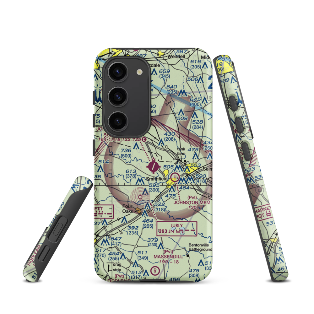 Johnston County Airport (JNX) VFR Sectional Samsung Phone Case Samsung Galaxy S23 model shown