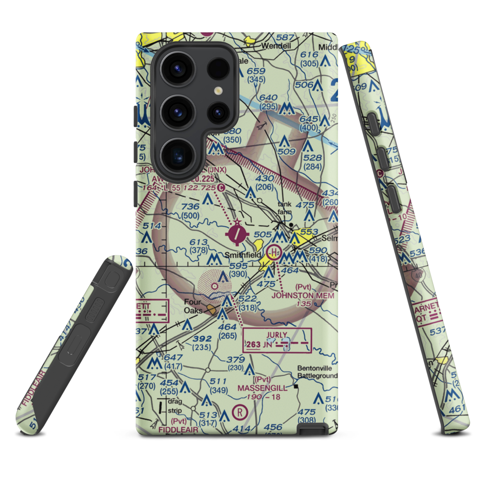 Johnston County Airport (JNX) VFR Sectional Samsung Phone Case Samsung Galaxy S23 Ultra model shown