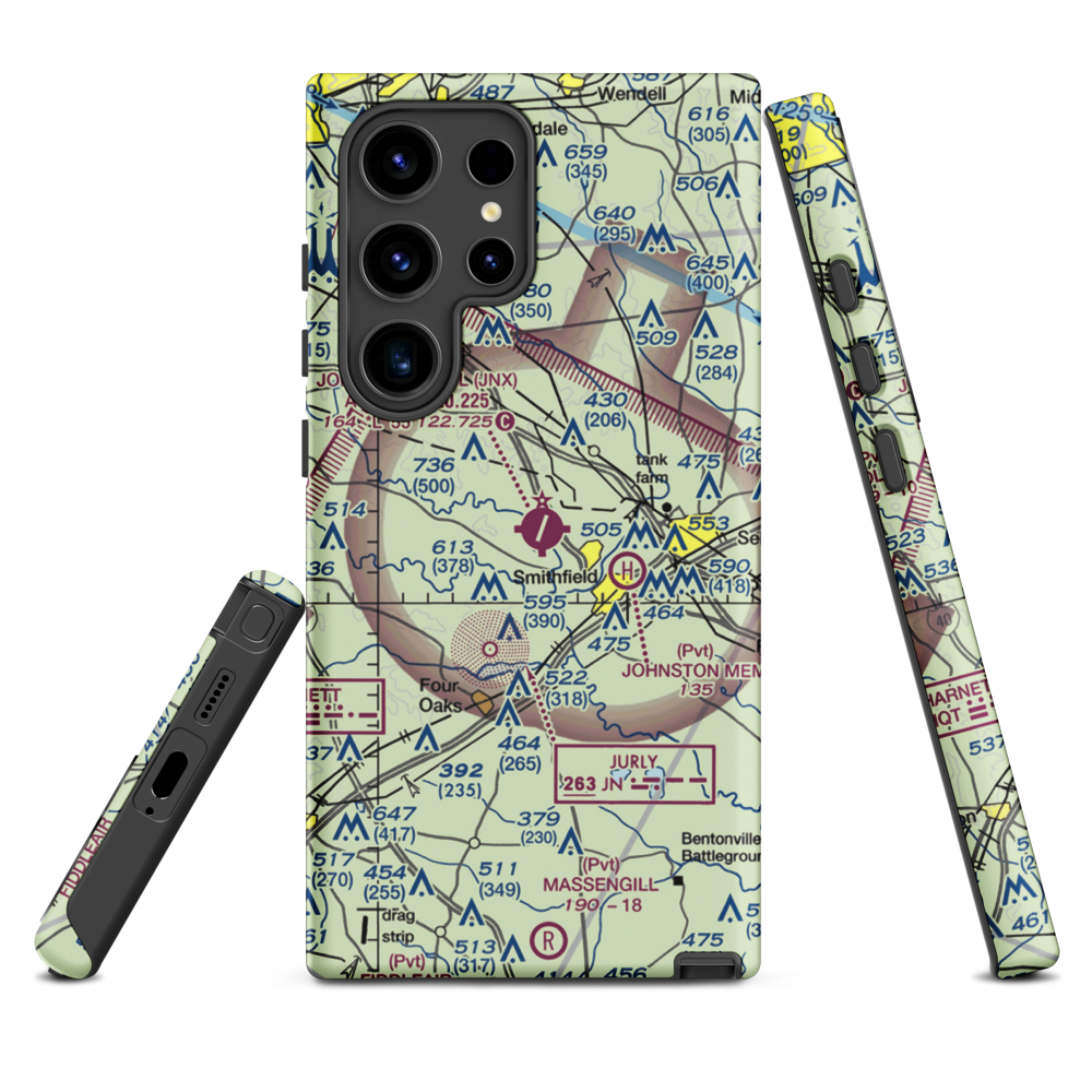 Johnston County Airport (JNX) VFR Sectional Samsung Phone Case Samsung Galaxy S24 Ultra model shown