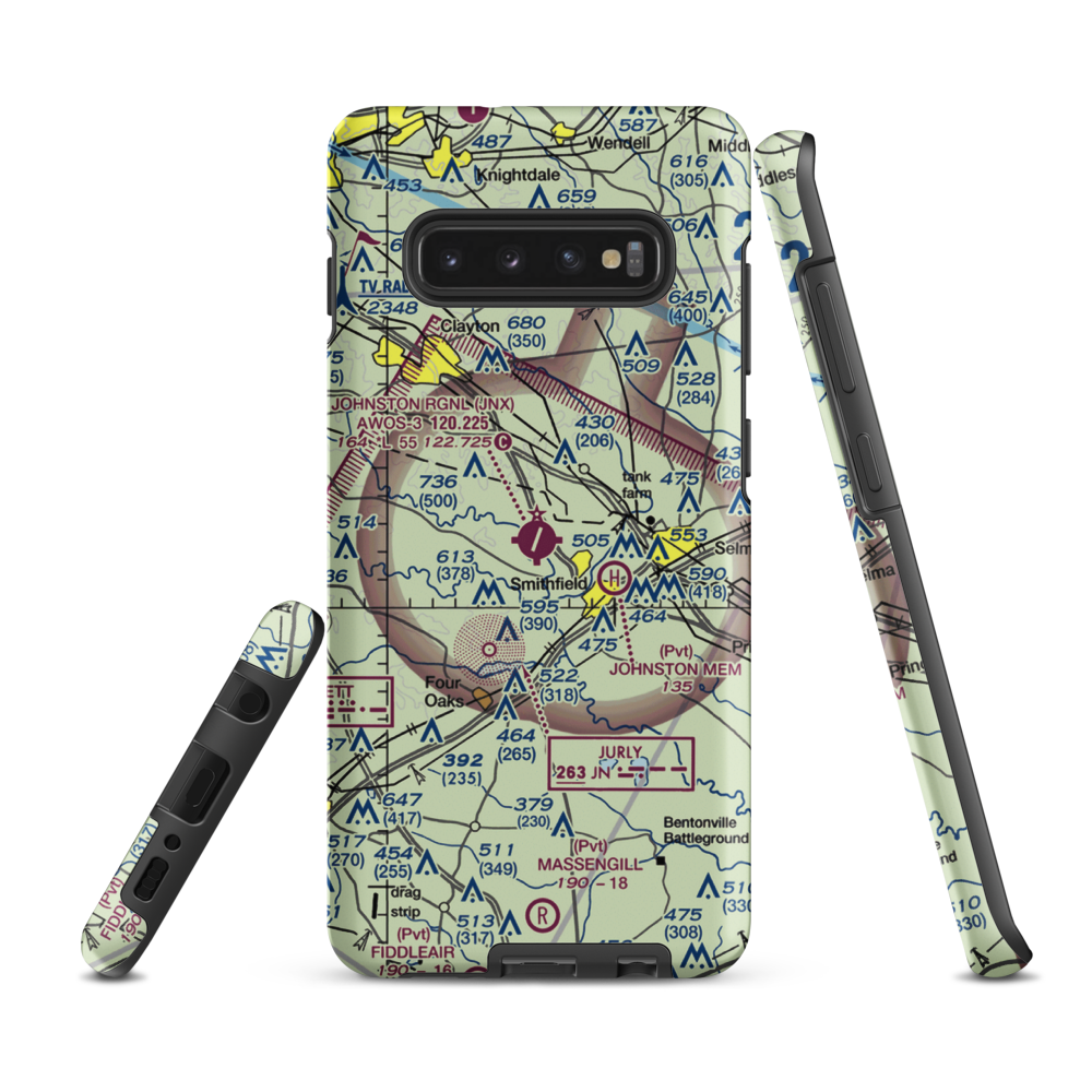 Johnston County Airport (JNX) VFR Sectional Samsung Phone Case Samsung Galaxy S10e model shown