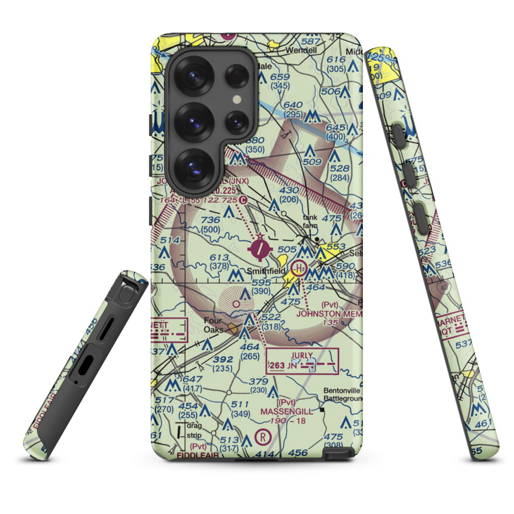 Johnston County Airport (JNX) VFR Sectional Samsung Phone Case Samsung Galaxy S25 Ultra model shown