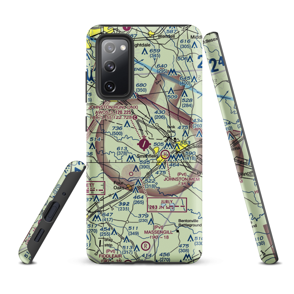 Johnston County Airport (JNX) VFR Sectional Samsung Phone Case Samsung Galaxy S20 FE model shown