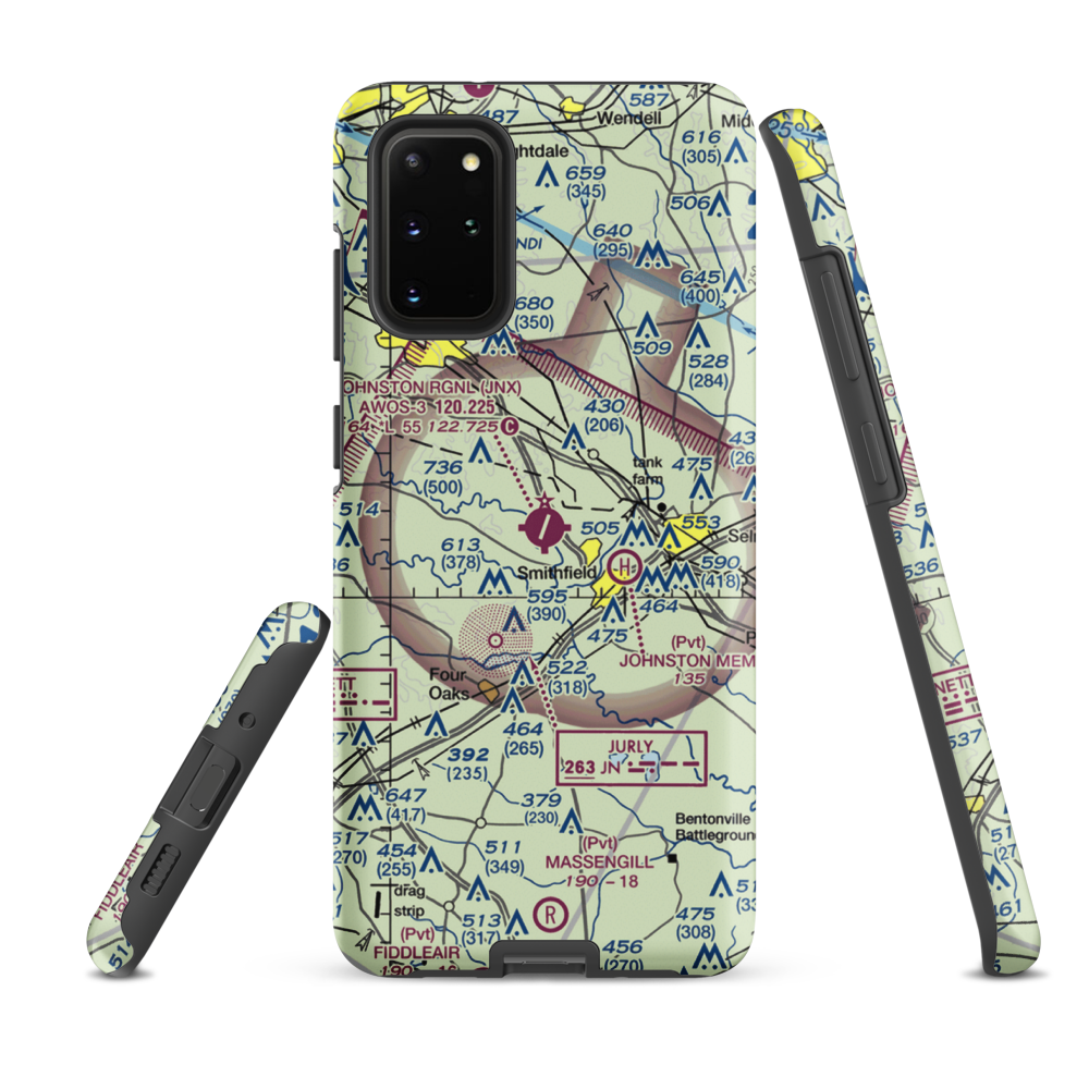 Johnston County Airport (JNX) VFR Sectional Samsung Phone Case Samsung Galaxy S20 Plus model shown