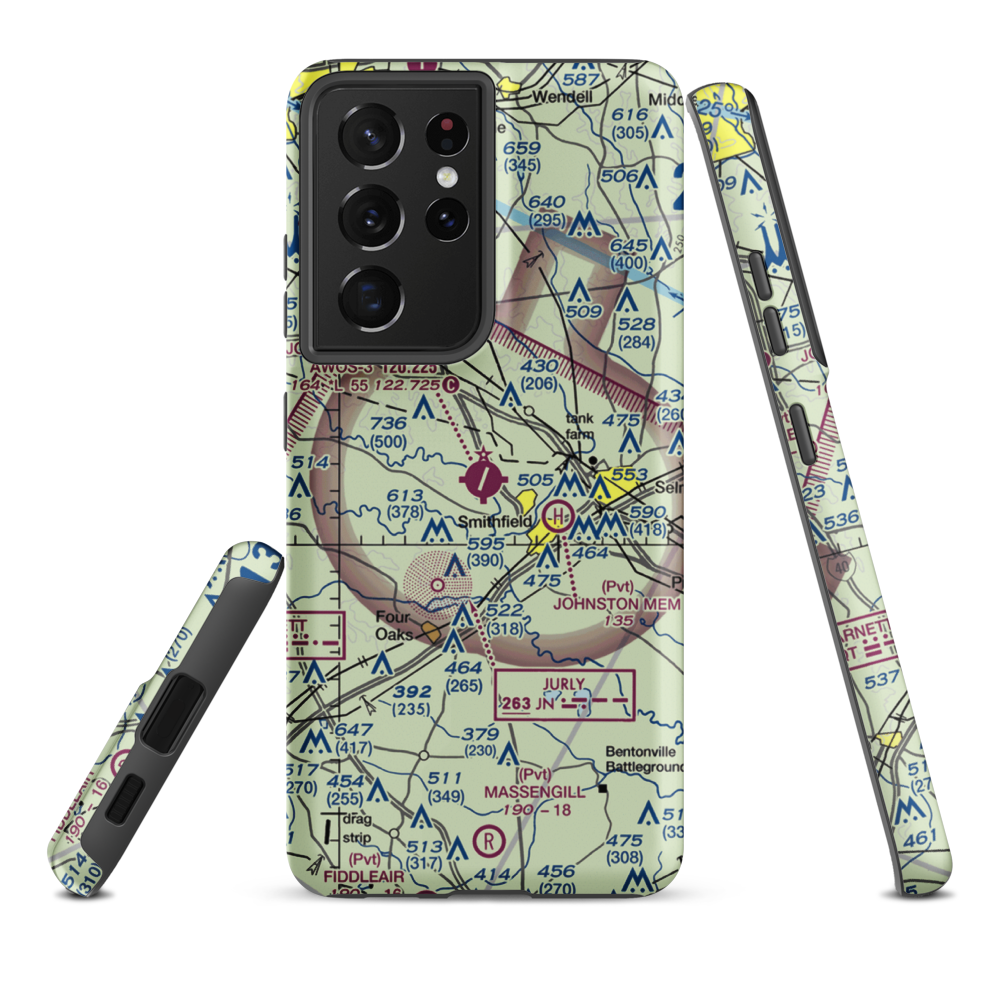 Johnston County Airport (JNX) VFR Sectional Samsung Phone Case Samsung Galaxy S21 Ultra model shown