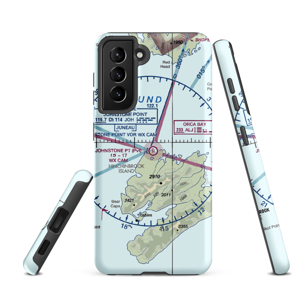 Johnstone Point Airport (2AK5) VFR Sectional Samsung Phone Case Samsung Galaxy S21 FE model shown