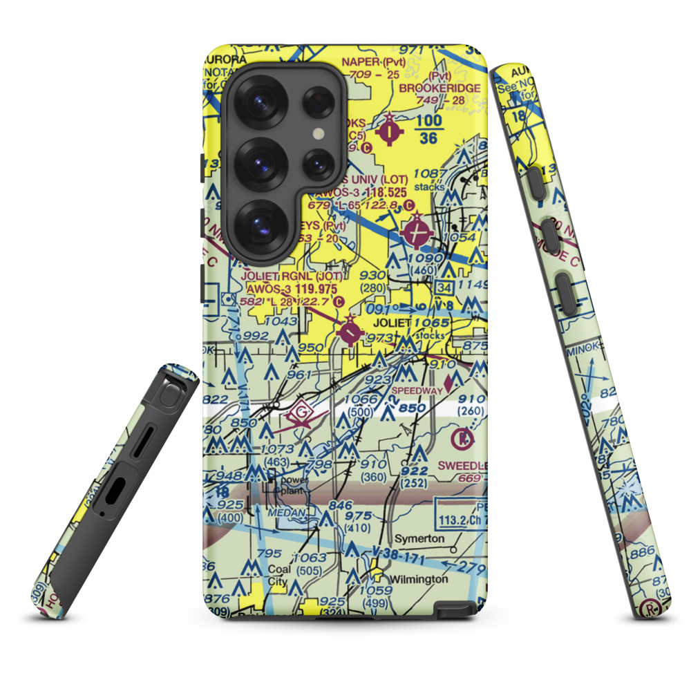 Joliet Regional Airport (JOT) VFR Sectional Samsung Phone Case Samsung Galaxy S25 Ultra model shown