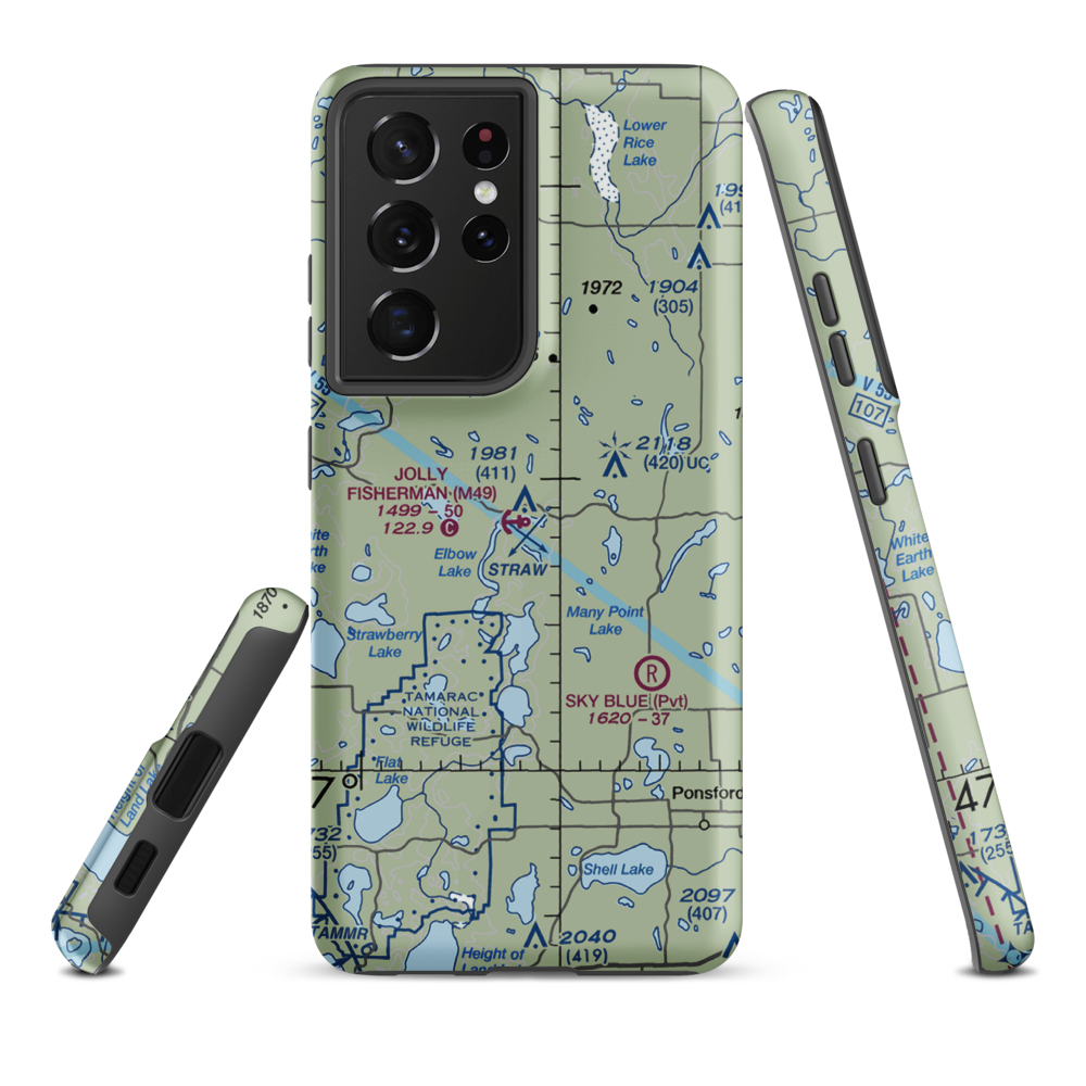 Jolly Fisherman Seaplane Base (M49) VFR Sectional Samsung Phone Case Samsung Galaxy S21 Plus model shown