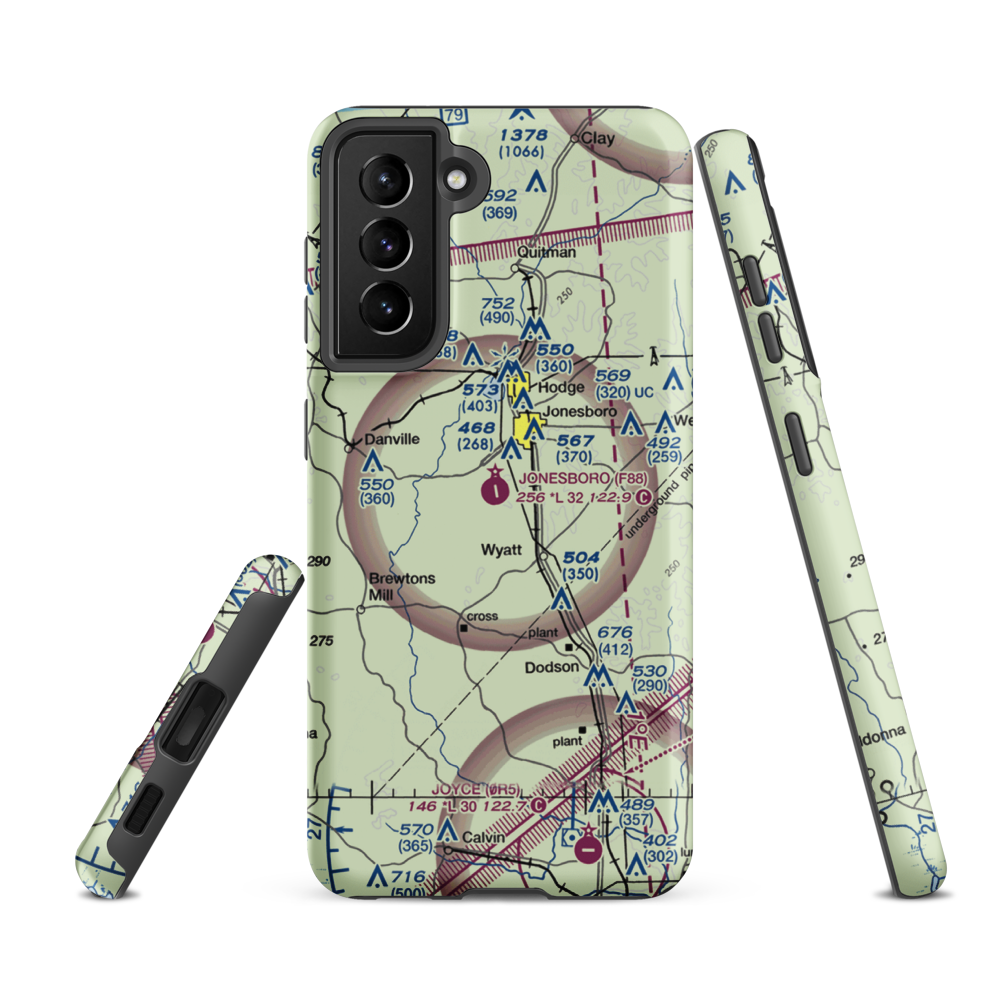 Jonesboro Airport (F88) VFR Sectional Samsung Phone Case Samsung Galaxy S21 FE model shown