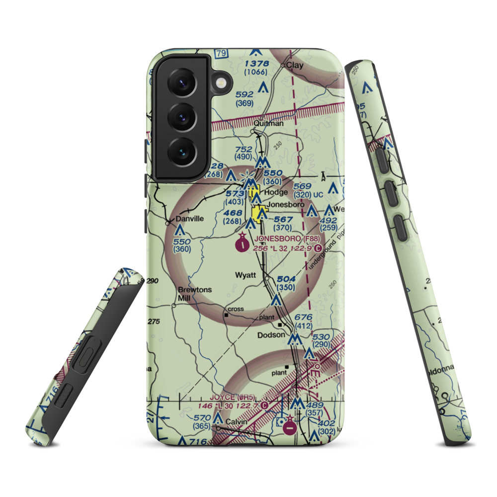 Jonesboro Airport (F88) VFR Sectional Samsung Phone Case Samsung Galaxy S22 Plus model shown
