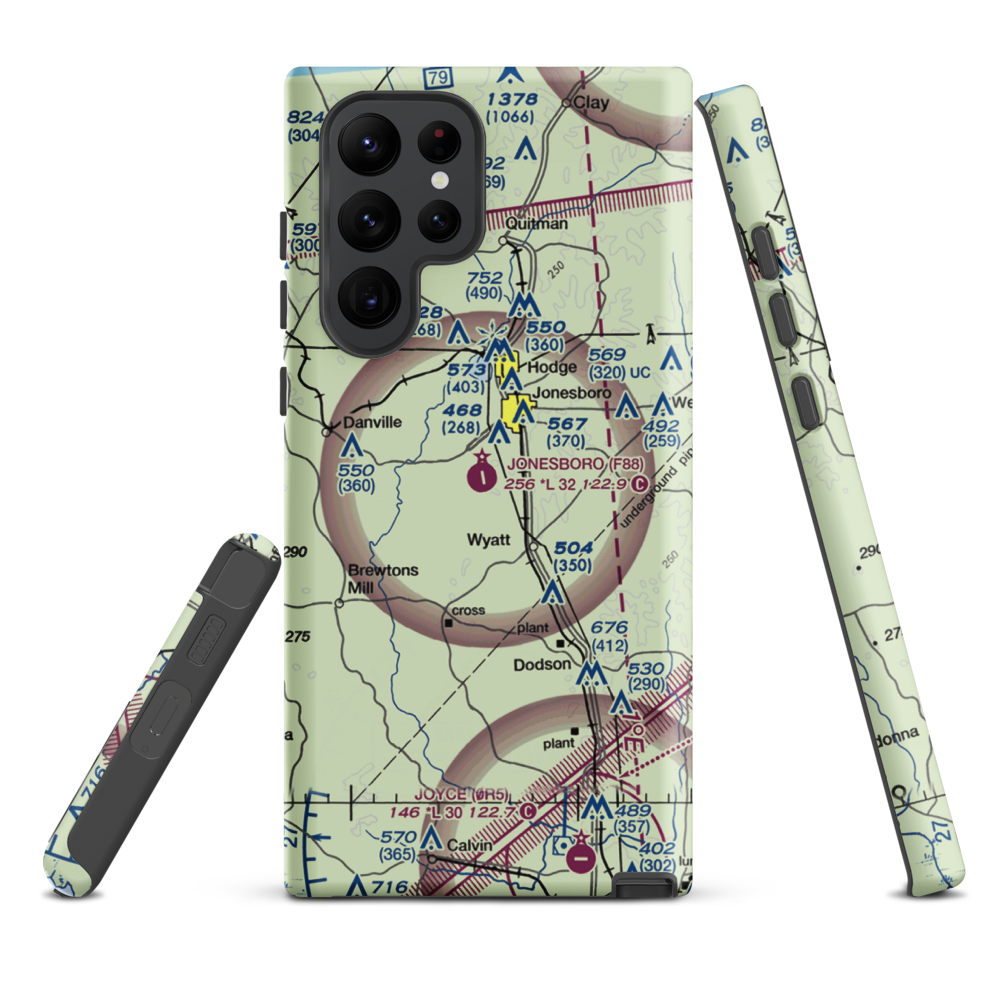 Jonesboro Airport (F88) VFR Sectional Samsung Phone Case Samsung Galaxy S22 Ultra model shown