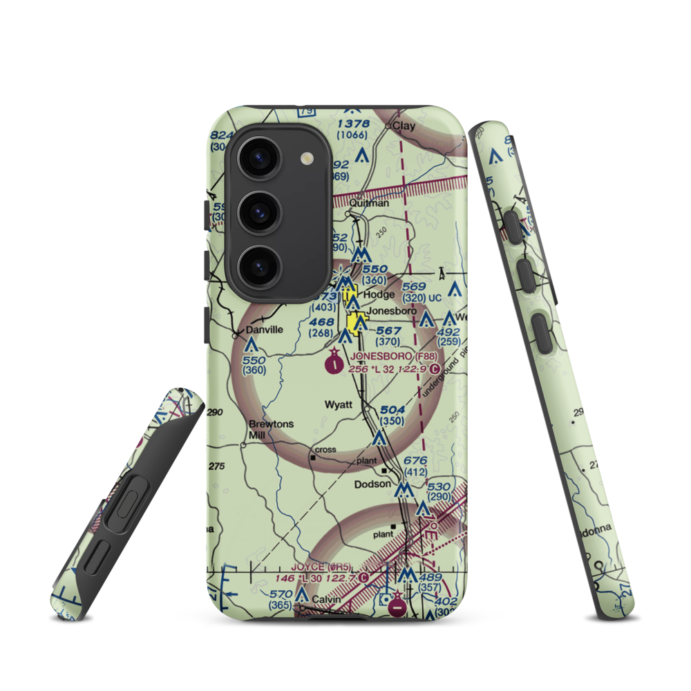 Jonesboro Airport (F88) VFR Sectional Samsung Phone Case Samsung Galaxy S23 model shown