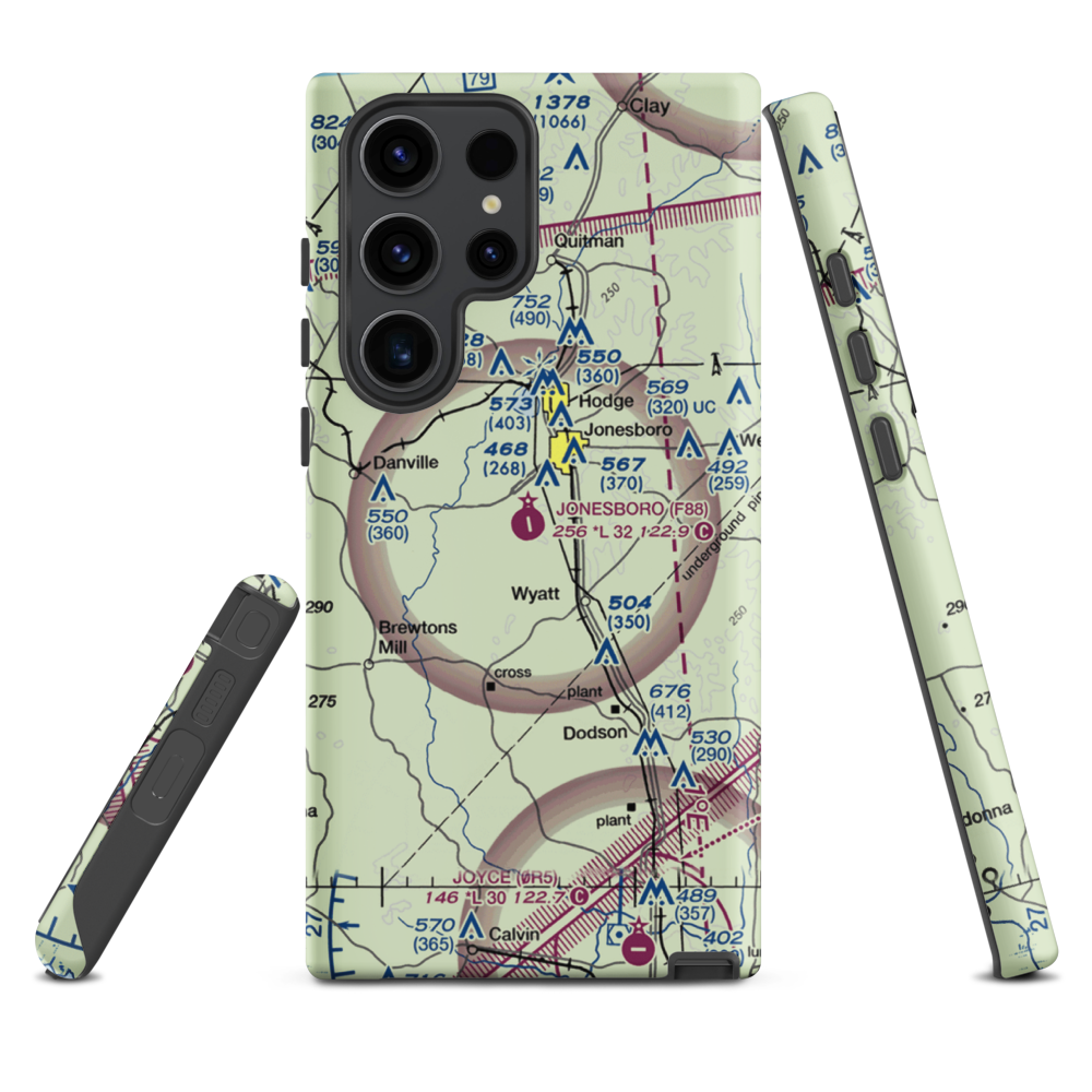 Jonesboro Airport (F88) VFR Sectional Samsung Phone Case Samsung Galaxy S23 Ultra model shown