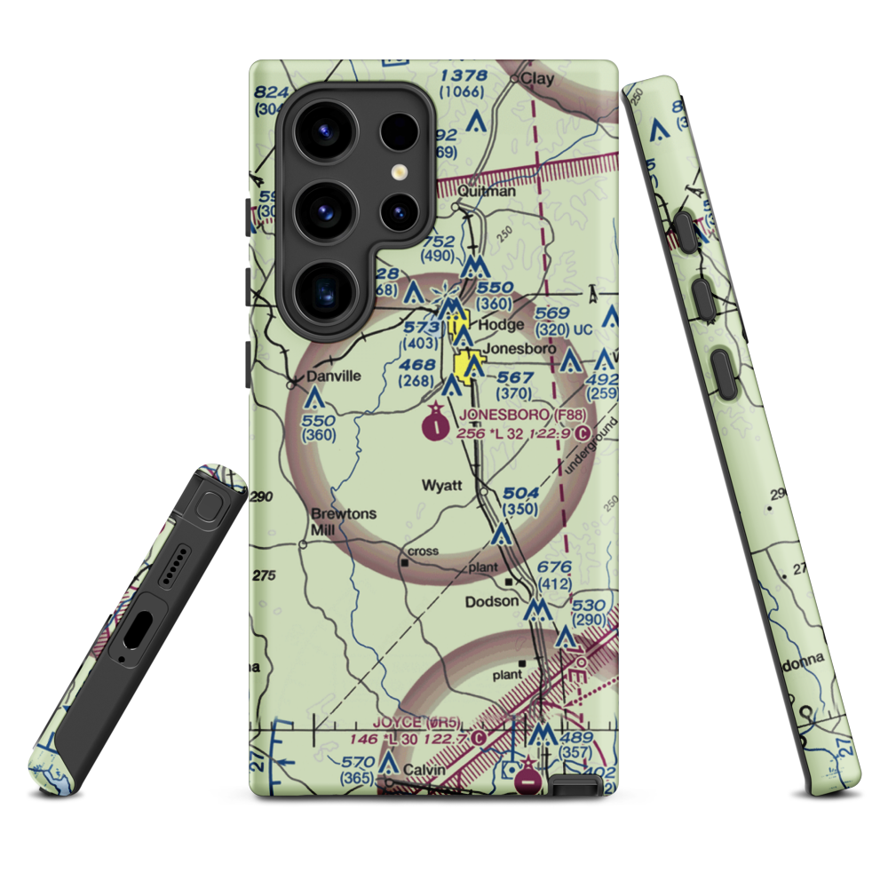 Jonesboro Airport (F88) VFR Sectional Samsung Phone Case Samsung Galaxy S24 Ultra model shown