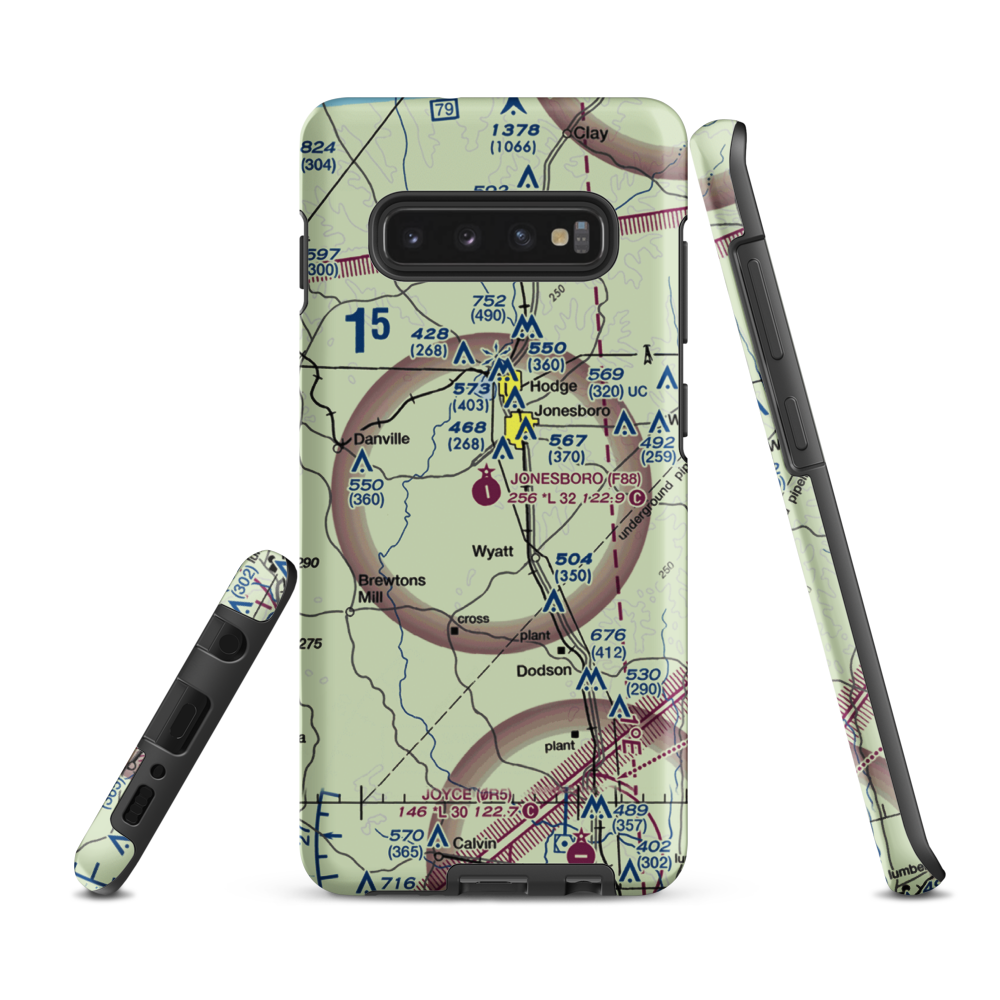 Jonesboro Airport (F88) VFR Sectional Samsung Phone Case Samsung Galaxy S10e model shown