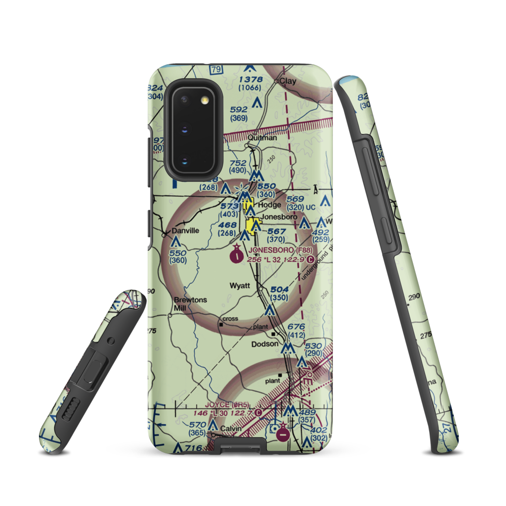 Jonesboro Airport (F88) VFR Sectional Samsung Phone Case Samsung Galaxy S20 model shown