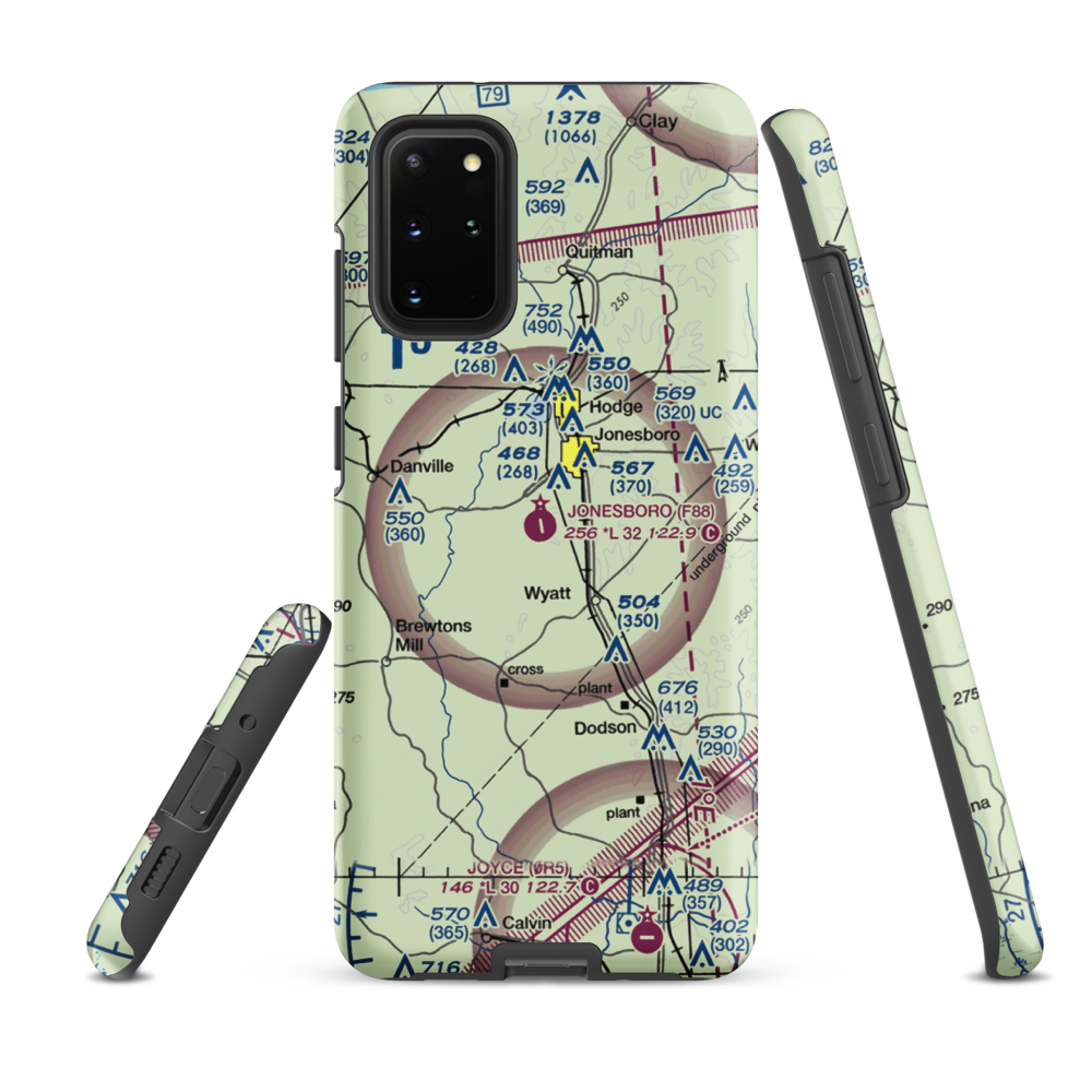 Jonesboro Airport (F88) VFR Sectional Samsung Phone Case Samsung Galaxy S20 Plus model shown