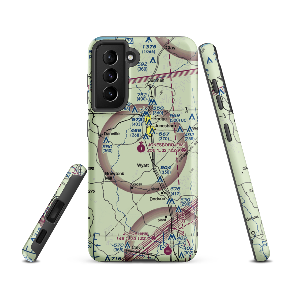 Jonesboro Airport (F88) VFR Sectional Samsung Phone Case Samsung Galaxy S21 model shown