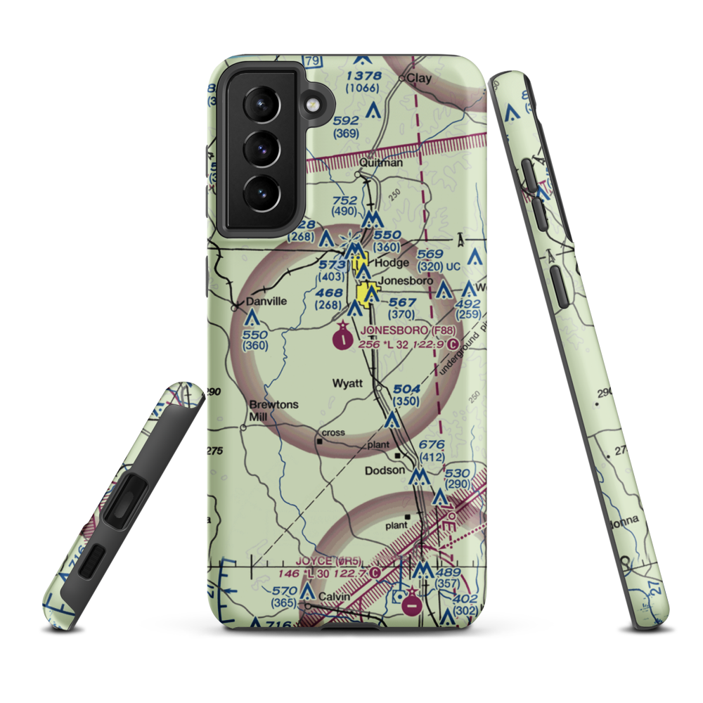 Jonesboro Airport (F88) VFR Sectional Samsung Phone Case Samsung Galaxy S21 Plus model shown