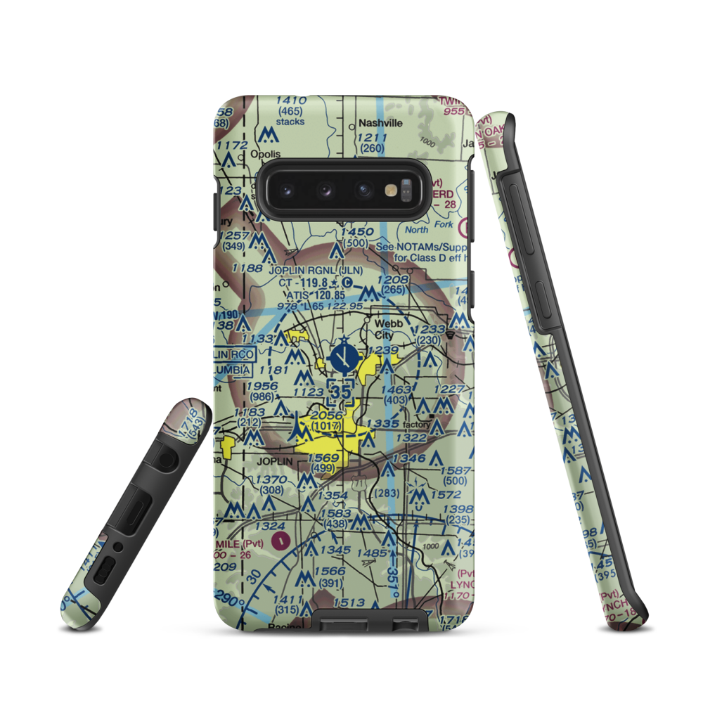 Joplin Regional Airport (JLN) VFR Sectional Samsung Phone Case Samsung Galaxy S10 model shown