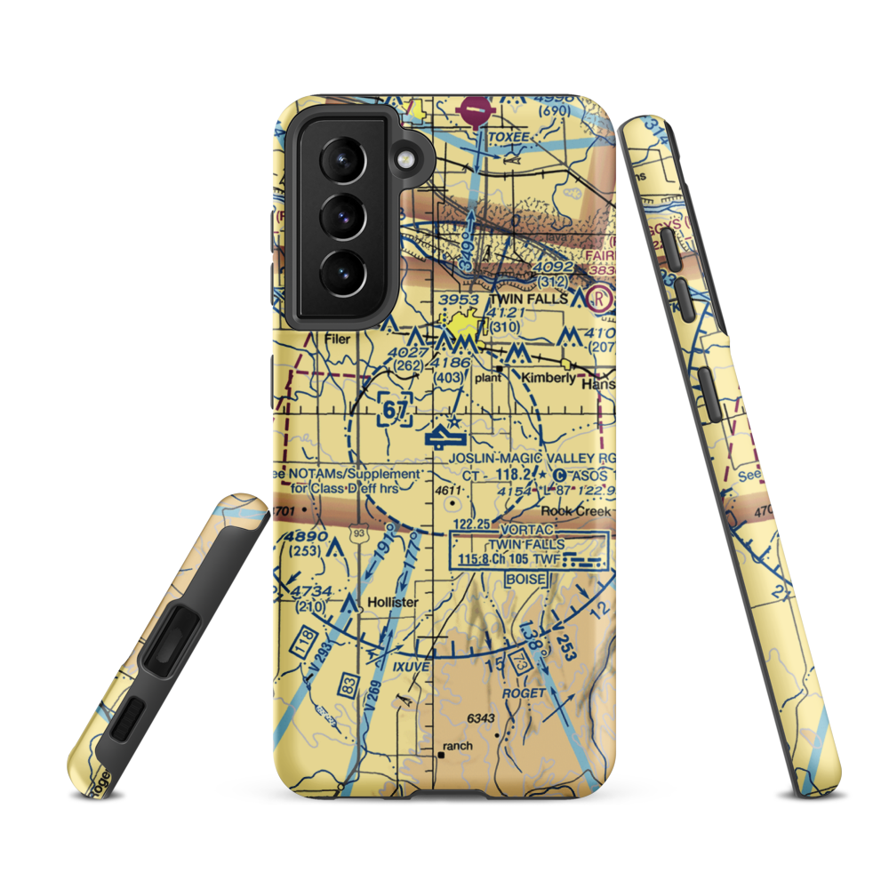 Joslin Field Magic Valley Regional Airport (TWF) VFR Sectional Samsung Phone Case Samsung Galaxy S21 FE model shown